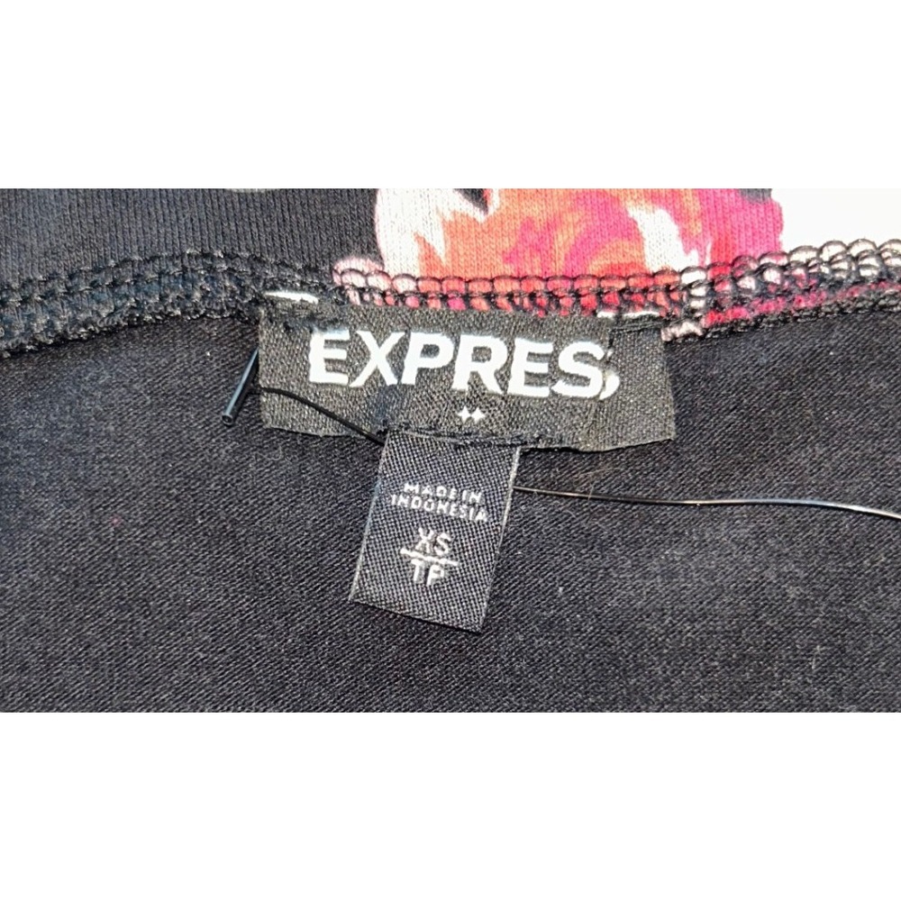 Express Womens XS Floral‎ Print Maxi Skirt Black Pink Casual Stretch - Picture 3 of 4
